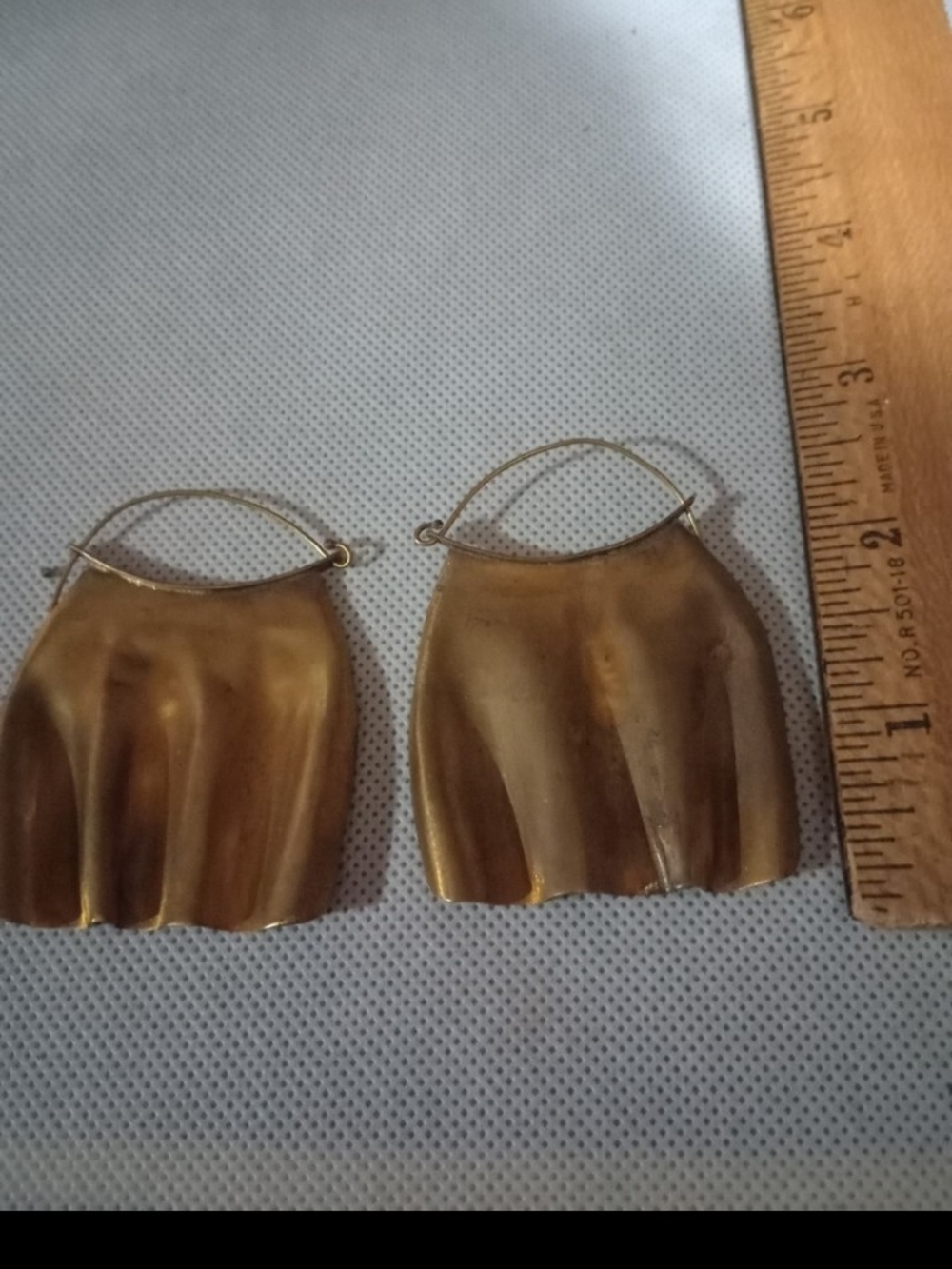 Gold-Tone Hoop Drop Earrings - Elegant Metallic Shimmer